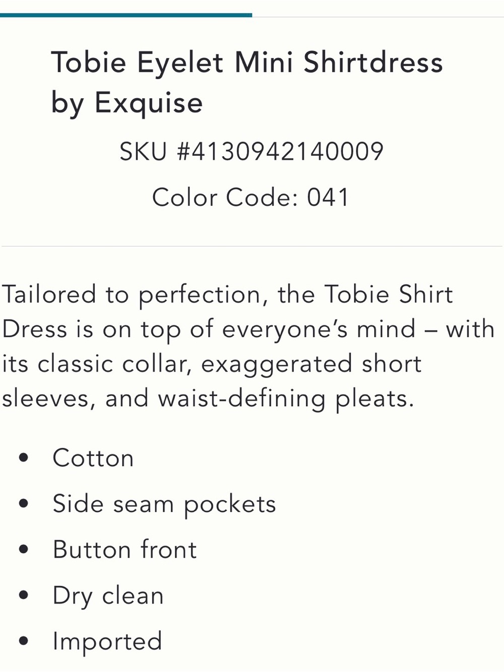 THE TOBIE EYELET MINI SHIRTDRESS - Picture 5 of 11